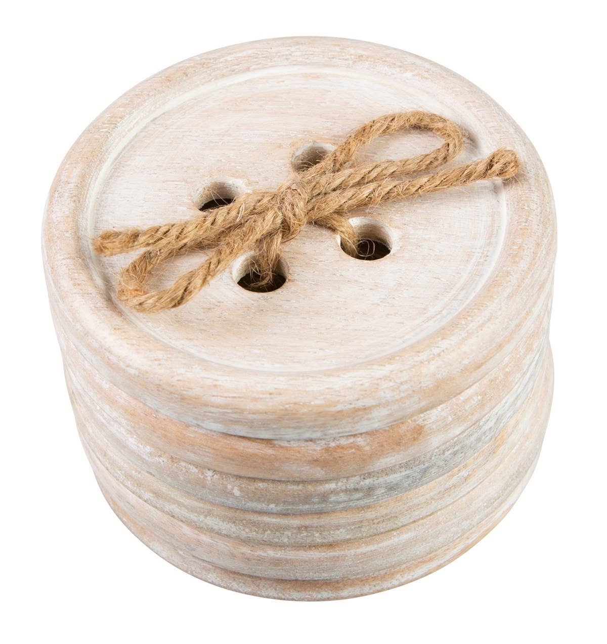 Wooden Button Coaster - Set Of 6