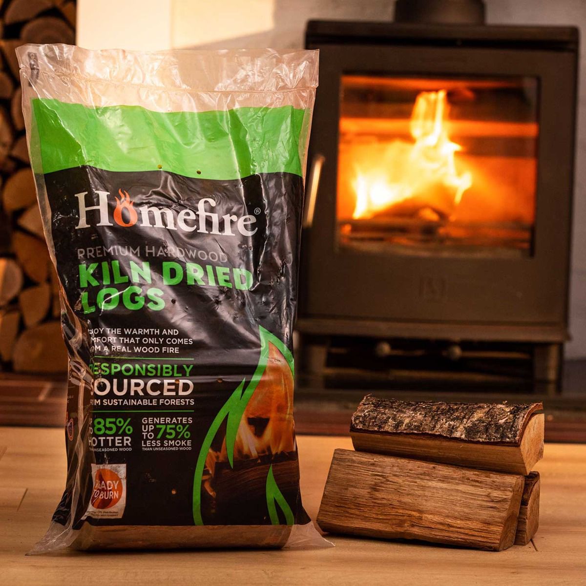 Homefire Kiln Dried Hardwood Logs Grab Bag 16.5L