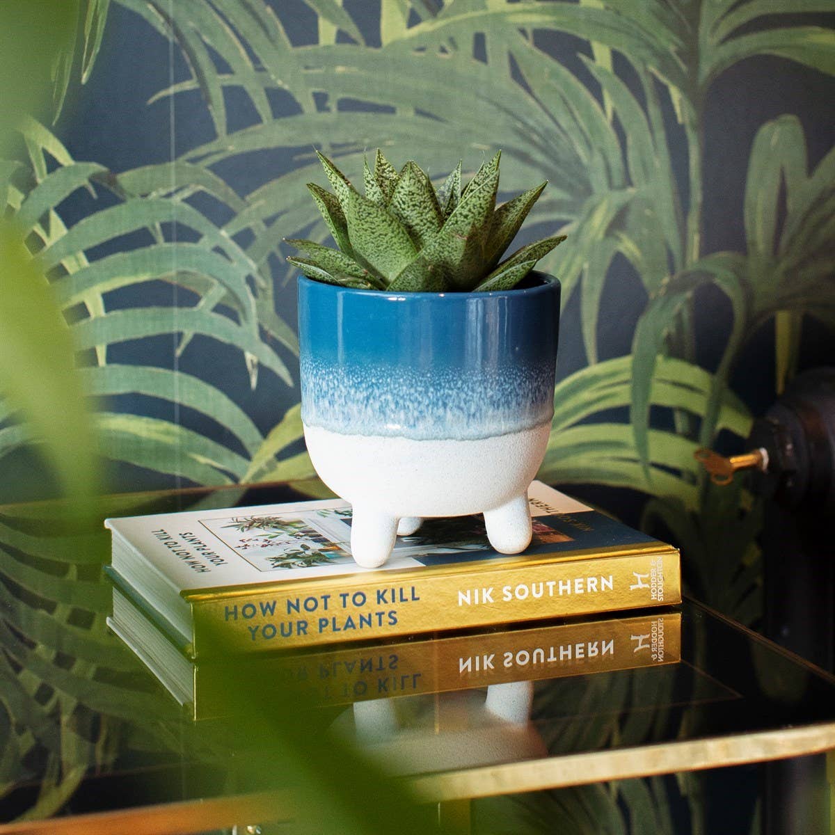 Mojave Glaze Blue Large Planter on Legs