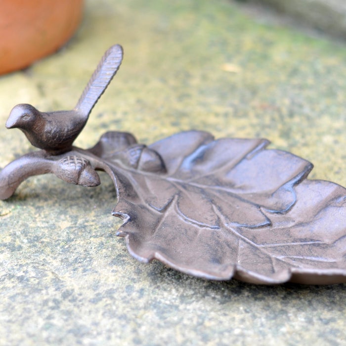 Acorn Leaf Bird Bath - Cast Iron