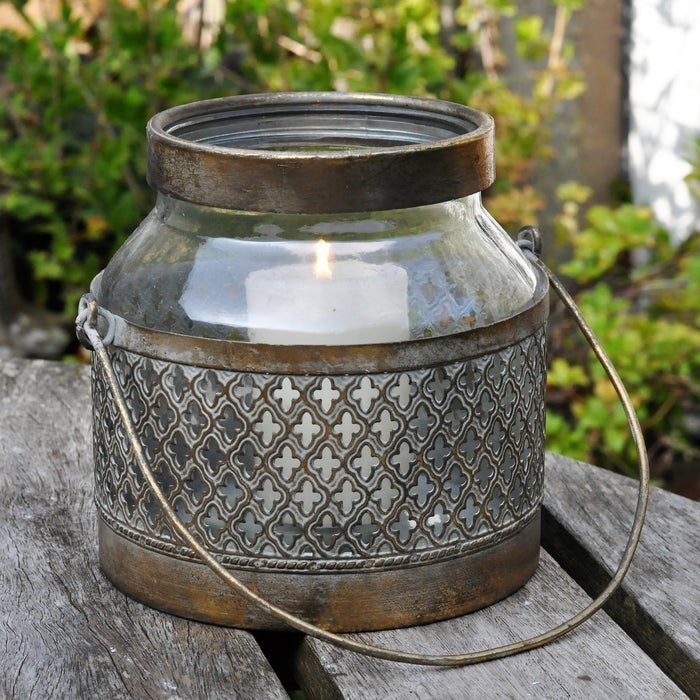 Alusia Lantern - Metal & Glass