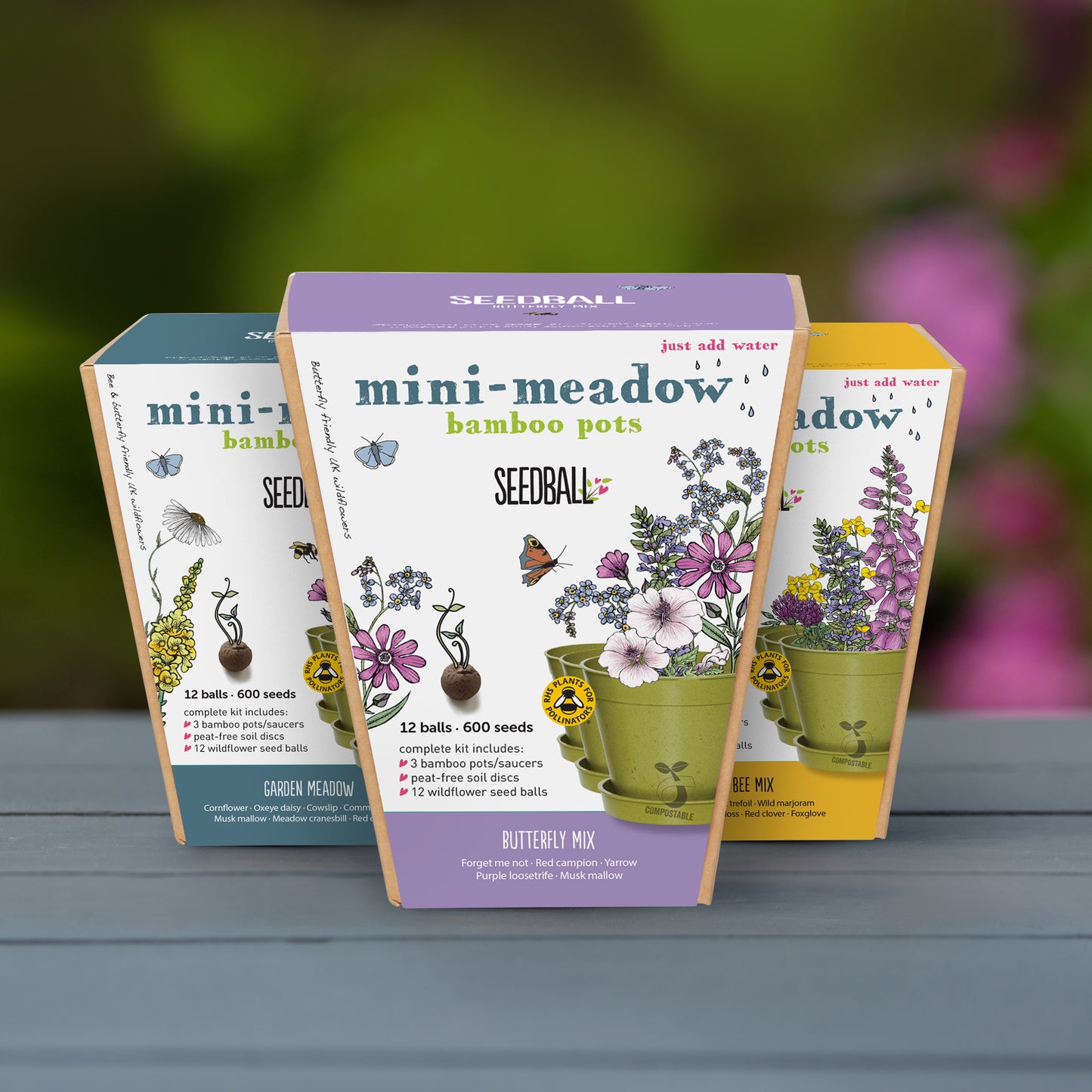Mini Meadow Bamboo Pots - 3 Pots