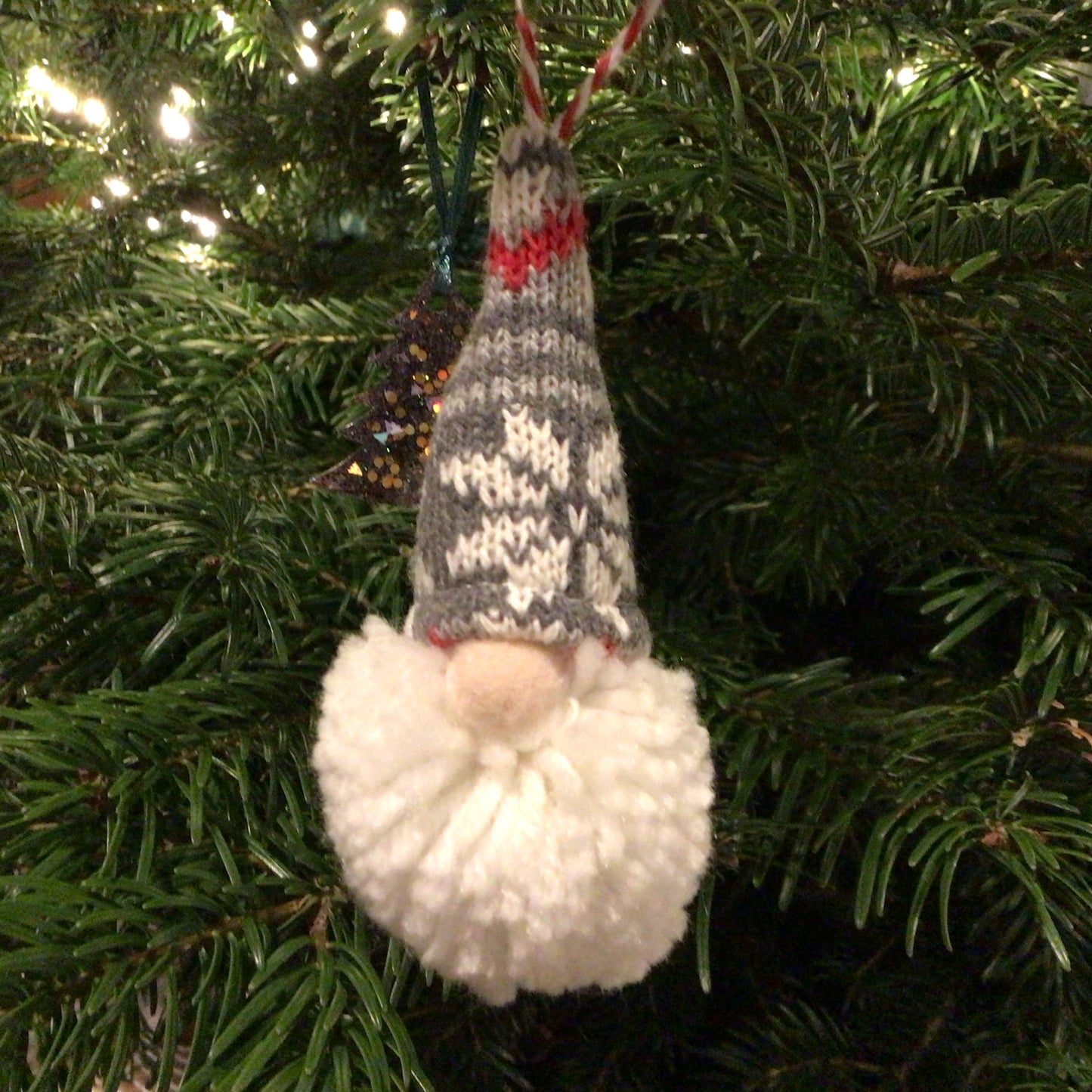 Pom Pom Gnome Head Tree Decoration - 11cm