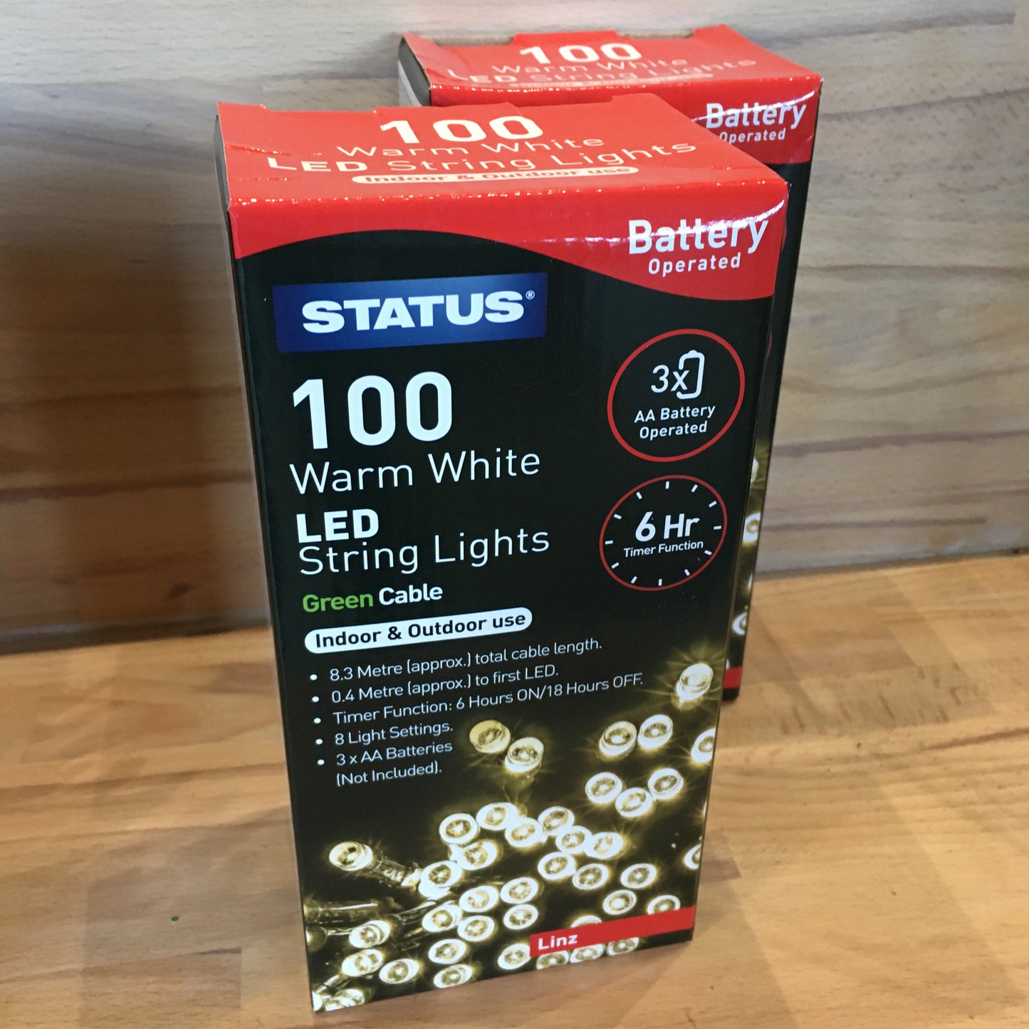 Christmas 100 Warm White LED Lights - Battery powered