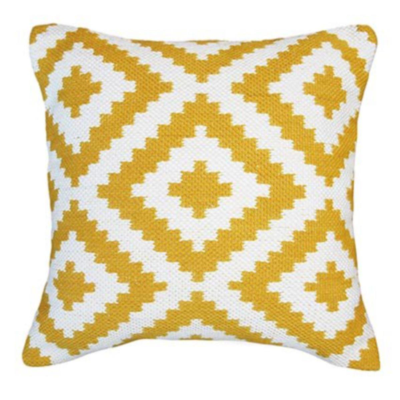 Yellow and White Cushion with Filler 45 x 45cm