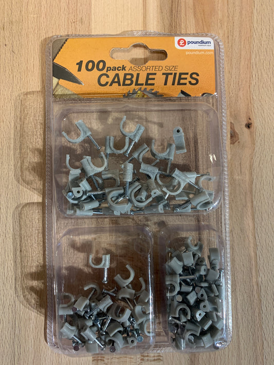 100pk Assorted Cable Tie Clips